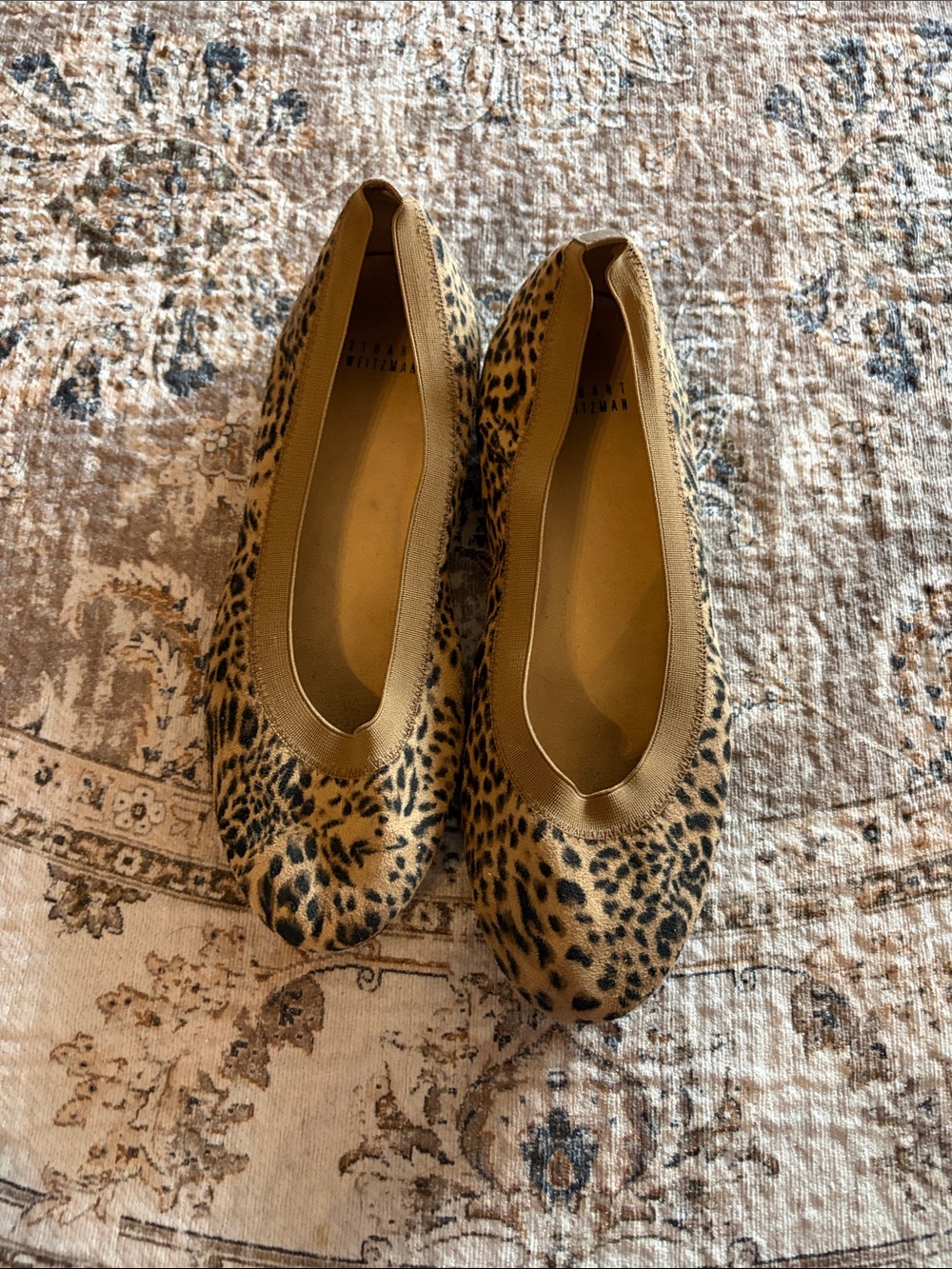 Stuart Weitzman Leopard Print Flats in Tan and Black